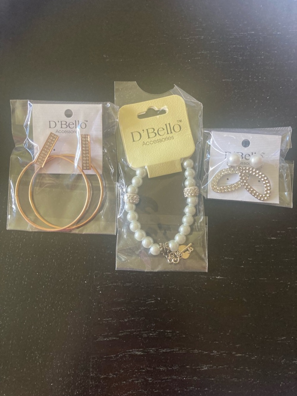 Silver-Tone and Pearls Hoop Earrings with Crystal Accents and Bracelet